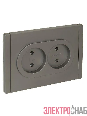 Розетка 2-м СП FORTE&PIANO FP526 10А без заземл. без защ. шторок безвинт. крепл. сталь IEK FP-R20-10-1-K46