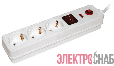 Удлинитель с сетевым фильтром 3х1.5м с заземл. 16А IP20 СФ-03К 2P+PE ПВС 3х1 с выкл. IEK WFP10-16-03-01-N