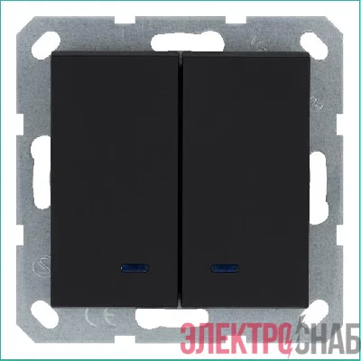 Выключатель 2-кл. 10А IP20 с подсветкой механизм черн. матовый soft touch Jasmart G3023NPB
