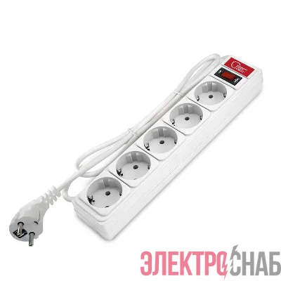 Удлинитель с сетевым фильтром 5х1.8м 10А IP21 ПВС 3х0.75 бел. Союз 1340