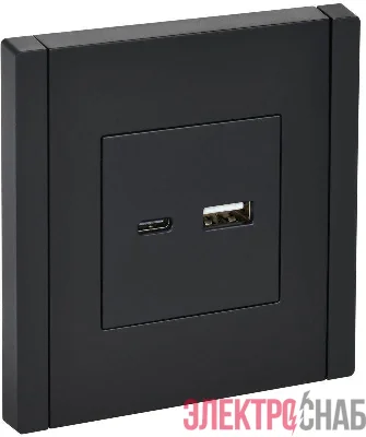 Розетка USB A+C 18Вт FORTE&PIANO FP151 черн. IEK FP-U22-018-K02