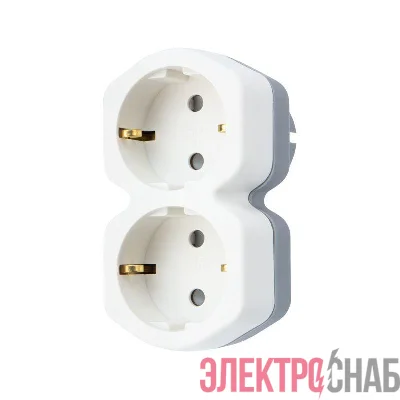 Разветвитель 2-м с заземл. 16А IP20 защ. шторки бел. Rexant 11-1087