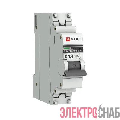Выключатель автоматический модульный 1п C 13А 4.5кА ВА 47-63 PROxima EKF mcb4763-1-13C-pro