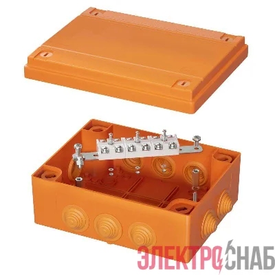 Коробка ответвительная FS с каб. вводами и клеммн. 240х190х90мм 6р 450В 32А 10кв.мм нерж. контакт IP56 пластик. DKC FSK41610