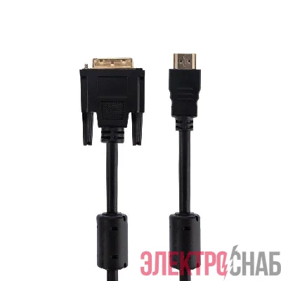 Шнур HDMI - DVI-D gold 3м с фильтрами Rexant 17-6305