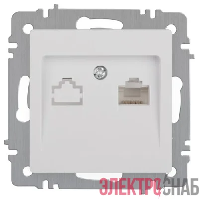 Розетка компьютерная 1-м СП Accent 6-303-01 RJ45 IP20 бел. Intro Б0063624