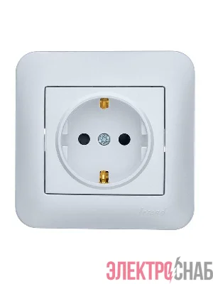 Розетка 1-м СП ASTI 16А IP20 с заземл. защ. шторки термопласт в сборе жемчуж./бел. перламутр. LEZARD 7081-3030-124B