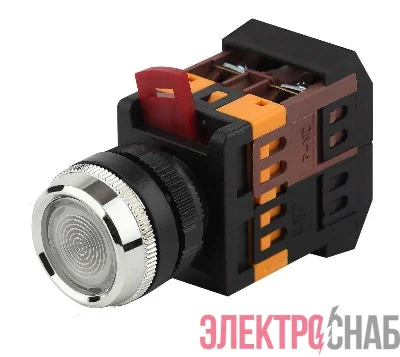 Кнопка ABLFS-22 бел. d22мм неон/240В 1з+1р BBT30-ABLFS-K01E ЭРА Б0045653