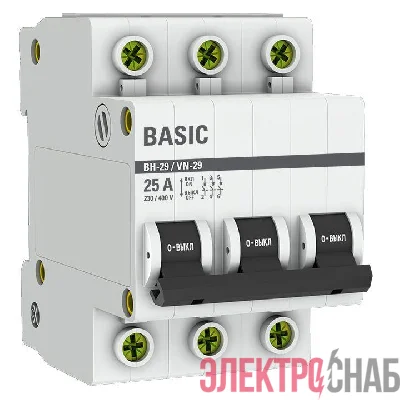 Выключатель нагрузки 3п 25А ВН-29 Basic EKF SL29-3-25-bas