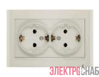 Розетка 2-м СП Бриллиант 16А IP20 с заземл. защ. шторки сл. кость UNIVersal 7948769