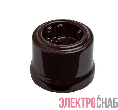 Розетка 1-м ОП Лизетта 16А IP20 ретро с заземл. керамика корич. Bironi B1-101-02