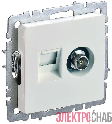 Розетка компьютерная + телевизионная 2-м Brite РТВ/РК12-БрЖ RJ45 кат.5E + TV механизм жемчуж. IEK BR-AK20-1-K36