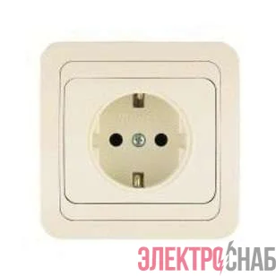 Розетка 1-м СП Mimoza 16А IP20 с заземл. крем/крем Makel 25028