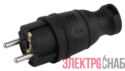 Вилка каучуковая с заземл. прям. 16А IP44 черн. Эра Б0044540
