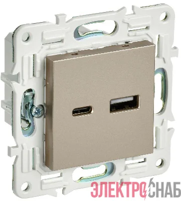 Розетка USB A+C 18Вт SKANDY SK-R13Sh шампань IEK SK-U22-018-K37