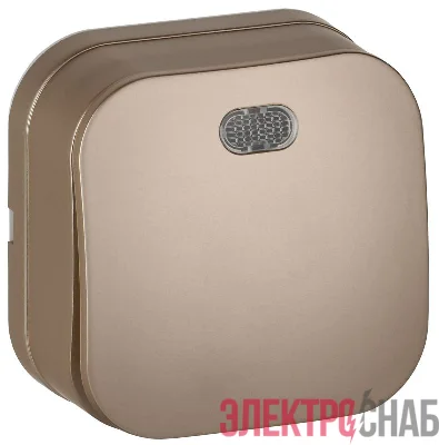 Выключатель 1-кл. ОП GLORY ВС20-1-1-ХШм 10А с индикацией шампань матов. IEK EVH11-K37M-10