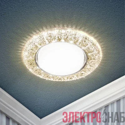 Светильник DK LD22 CHP/WH декор cо светодиодной подсветкой Gx53 шампань ЭРА Б0029623