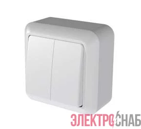 Выключатель 2-кл. ОП Оптима 10А IP20 А510-380 с монтаж. пластиной бел. Кунцево 8003
