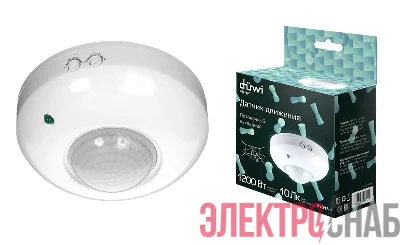 Датчик движения DDP-01 потолочный 360град. 1200Вт 10-420с 6м 3-2000Лк бел. Duwi 25813 1