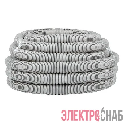 Труба гофрированная ПВХ d40мм с протяжкой сер. (уп.15м) Plast PROxima EKF tg-z-40