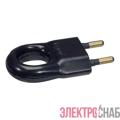 Вилка электрич. каб. Helium 6А прямая с кольцом черн. Leg 050163