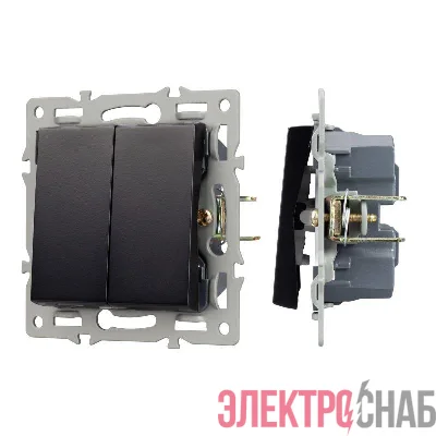 Механизм выключателя двухклавишный непроходной SWT-MK02-PL-BK (250В 16А) Arlight 043725
