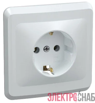 Розетка 1-м СП Вега РС10-3-ВБ с заземл. контактом без защ. штор 16А бел. GENERICA ERV11-K01-16-DM