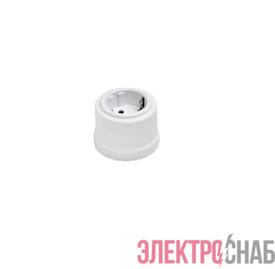 Розетка 1-м ОП Лизетта 16А IP20 ретро с заземл. ABS-пластик бел. Bironi B1-101-21