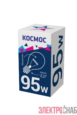 Лампа накаливания 95Вт A50/A55 прозрачная E27 230В КОСМОС LKsmSt55CL95E27v2