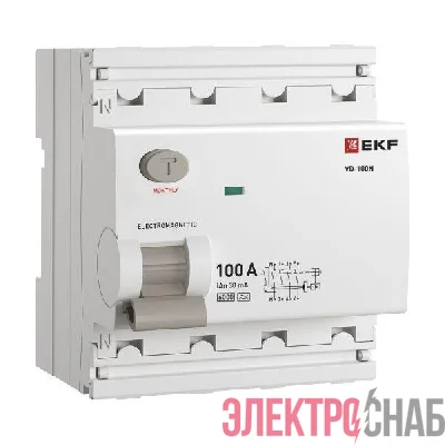 Выключатель дифференциального тока 4п 100А 30мА тип A 6кА ВД-100N электромех. PROxima EKF E1046MA10030
