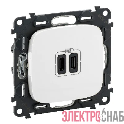 Устройство зарядное Valena Allure с 2-мя USB-разьемами тип C-тип C 240В/5В 3000мА с лиц. панелью бел. Leg 755345
