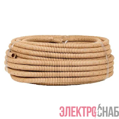 Труба гофрированная ПВХ d16мм с протяжкой свет. дерево (уп.25м) Plast PROxima EKF tg-z-16w