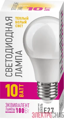 Лампа светодиодная 82 910 OLL-A55-10-230-2.7K-E27-PROMO 10Вт грушевидная 2700К E27 220-240В ОНЛАЙТ 82910