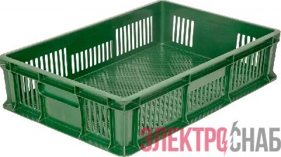 Ящик 600х400х140 мм перфорированный без ручек зелёный 705.01.02 705.01.02