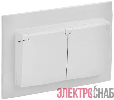 Розетка 2-м SKANDY 16А IP44 с крышкой в сборе SK-R12W арктич. бел. IEK SK-R26-16-44-K01-F