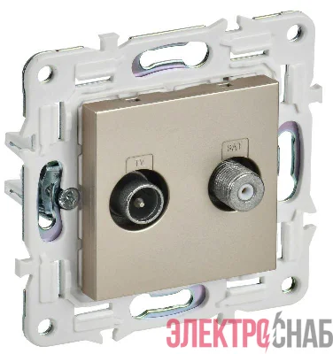 Розетка двойная TV+SAT SKANDY SK-A13Sh шампань IEK SK-AF20-O-K37