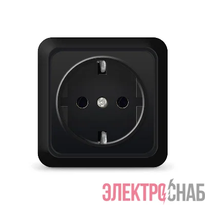 Розетка 1-м ОП Олимп 16А IP20 с заземл. черн. Universal 2227