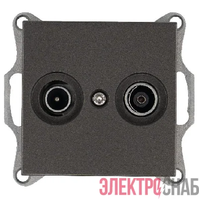Розетка телевизионная проходная TV + FM 2-м Ф9.5мм механизм мокко Jasmart G6205Z