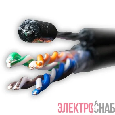 Кабель витая пара F/UTP кат.5E 4х2х24AWG solid Cu PE Outdoor Standard трос черн. (м) SUPRLAN 01-1026-1
