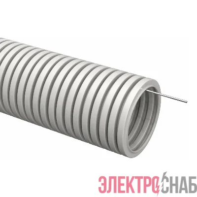 Труба гофрированная ПВХ d16мм с протяжкой сер. (уп.100м) TOKOV ELECTRIC TKE-TG/P-16-C06/100
