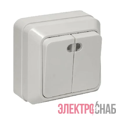 Выключатель 2-кл. ОП Рим 10А IP20 с индикатором бел. EKF ENV10-123-10