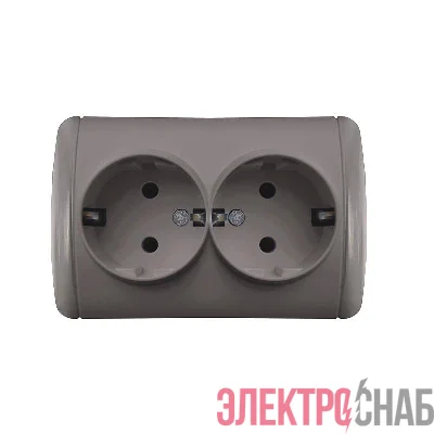 Розетка 2-м ОП Клио 16А IP44 с заземл. сер. UNIVersal К2231-Gr