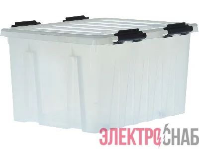 Ящик 740х565х400  мм с крышкой и клипсами, на роликах, прозрачный Rox Box 120 Rox Box 120