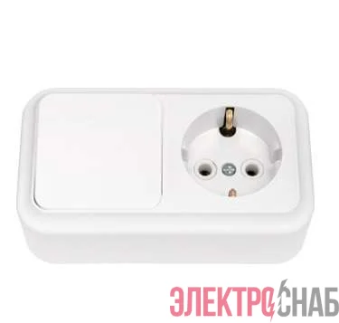 Блок ОП (розетка с заземл. + 1-кл. выкл.) бел. Bylectrica В-РЦ-527