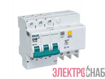 Выключатель автоматический дифференциального тока 3п C 40А 30мА тип AC ДИФ-101 со встроен. защитой от сверхтоков DEKraft 15056DEK