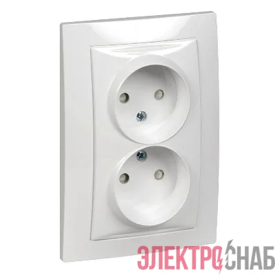 Розетка 2-м СП Unica 16А IP20 защ. шторки без заземл. бел. SchE MGU23.063.18D