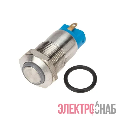 Кнопка антивандальная d12 12В Б/Фикс (2с) OFF-(ON) син. (A-12-C2) Rexant 36-3211