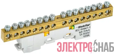 Шина PE "земля" неизол. на универс. держ. 8х12-16-Ж TEKFOR IEK TF-NN20-16-DL-K05
