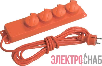 Удлинитель 4х5м с заземл. 16А IP44 У04В 2P+PE 250В 3х1 с защ. крышкой IEK WYP10-16-04-05-44-N