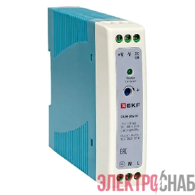Блок питания на DIN-рейку 20Вт Uвх ~ 220В AC m Uвых - 12В DC постоянного тока EKF DR-M-20W-12